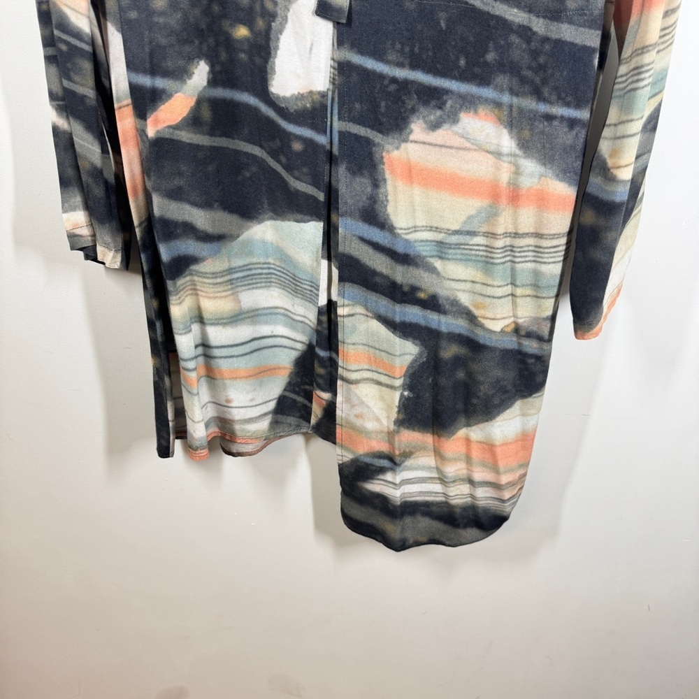 Ischiko Oska Lagenlook Abstract Print Tunic Dress Size 3 Asymmetrical Hem Baggy - Picture 4 of 11